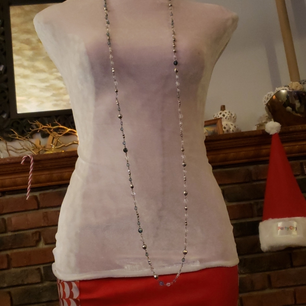 Clear blue silver necklace